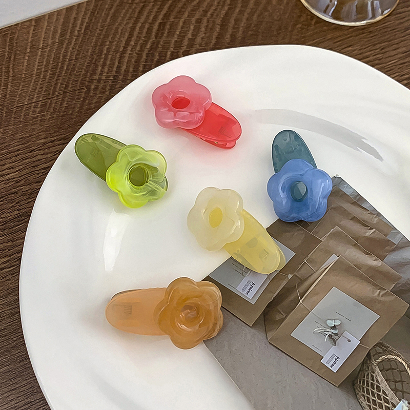 夏季彩色花朵鸭嘴夹发夹ins韩国发饰侧边夹子女顶夹网红发卡头饰
