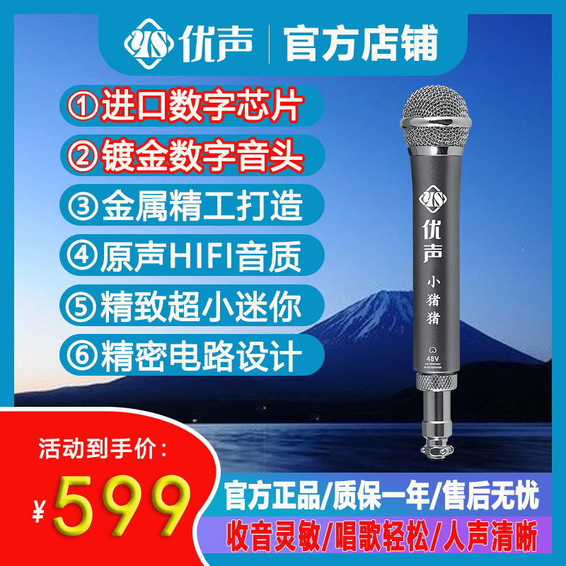  迷你48v优声小猪猪SO8声卡专用电容麦克风主播直播话筒