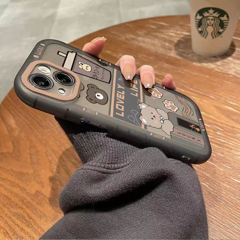 奶茶小熊苹果14/13pro手机壳12promax透明iPhone7plus 个性xr创意