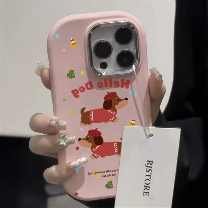ins创意圣诞狗狗适用iPhone15/14promax手机壳xr苹果13/12/11软套