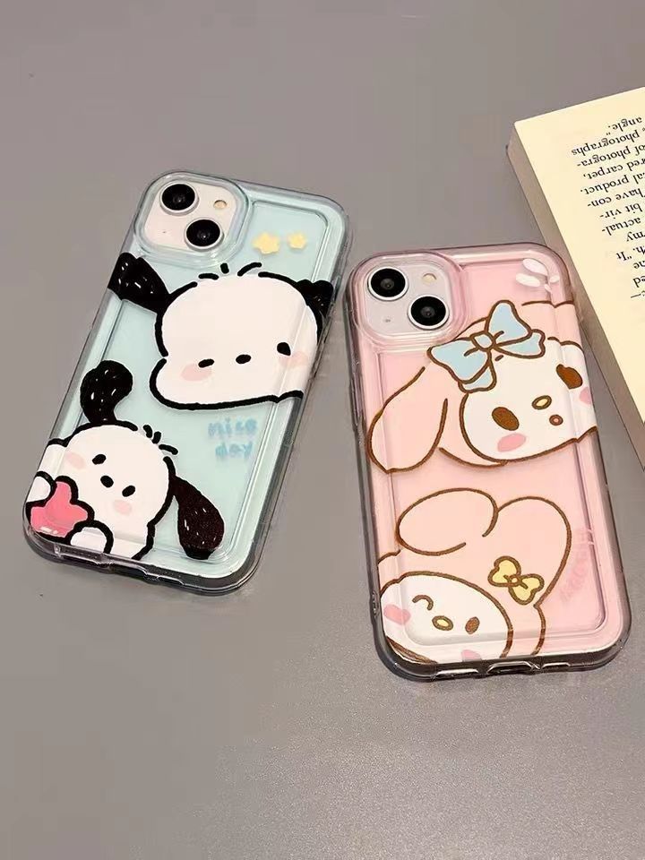 卡通小狗iPhone11直边手机壳适用苹果13硅胶14防摔12软壳xr透明xs