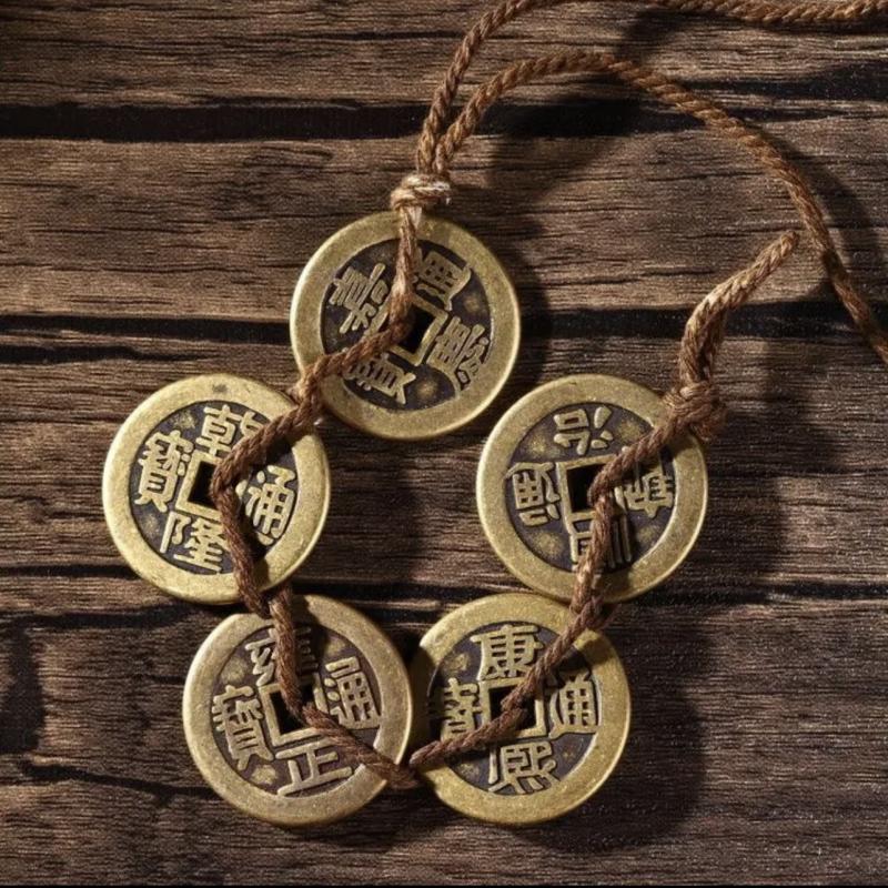 黄铜仿古加厚五帝钱安宅装修过门石下压门槛专用铜钱实心厚款摆件