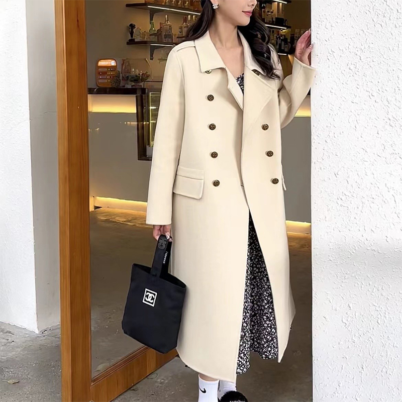 时尚双面翻领双排大衣羊绒羊毛大衣羊绒大衣呢子小个子毛呢外套女