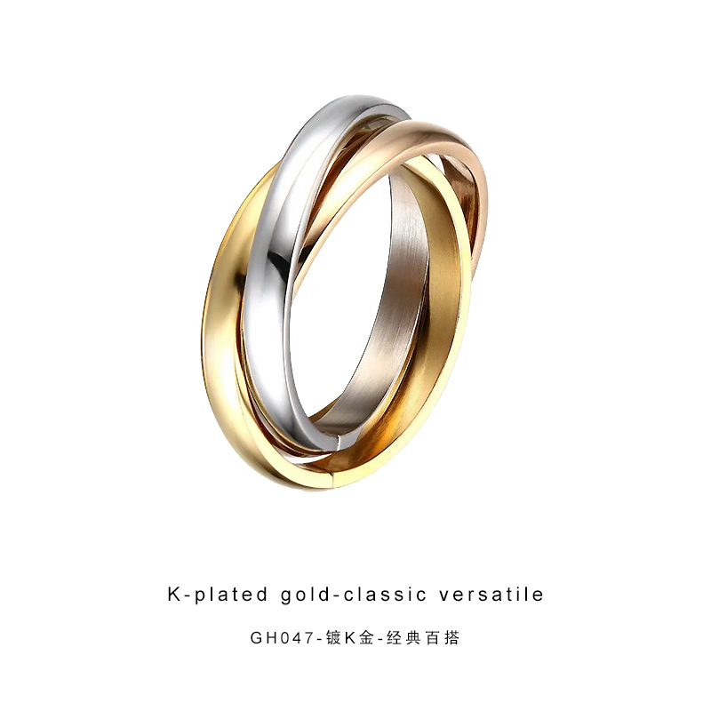 CNC精工戒指 三环戒指精致百搭戒指GH047