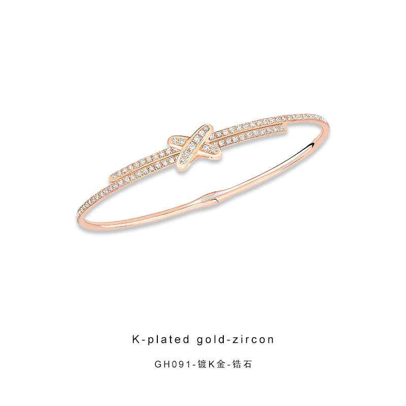 CNC精工手镯 镶嵌X设计感高级百搭手镯GH091