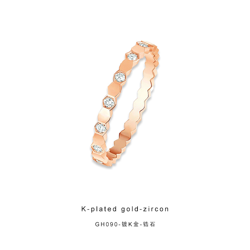 铜合金锆石戒指  CNC精工戒指 经典蜂巢戒指精致百搭戒指GH090