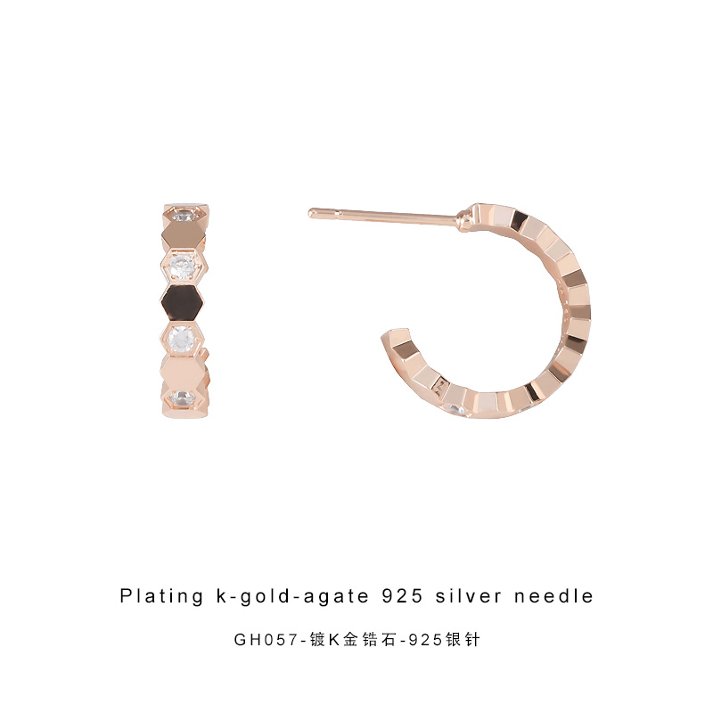  CNC精工耳钉 经典蜂巢耳钉精致百搭高级耳钉GH057