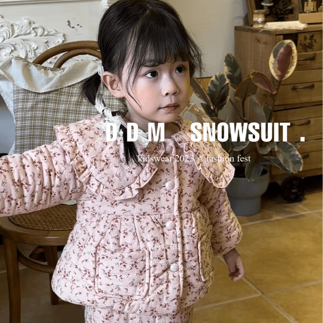 现货DDM【山城玫瑰】可外穿保暖三层加绒加厚儿童睡衣棉服套装8099