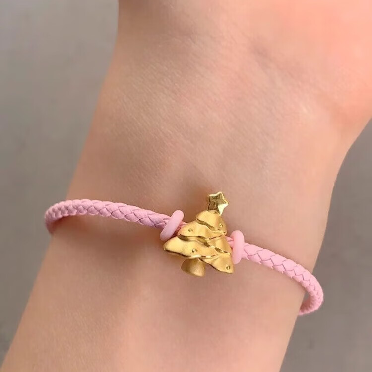 999足金圣诞树黄金转运珠手链女手串圣诞礼物平安夜送