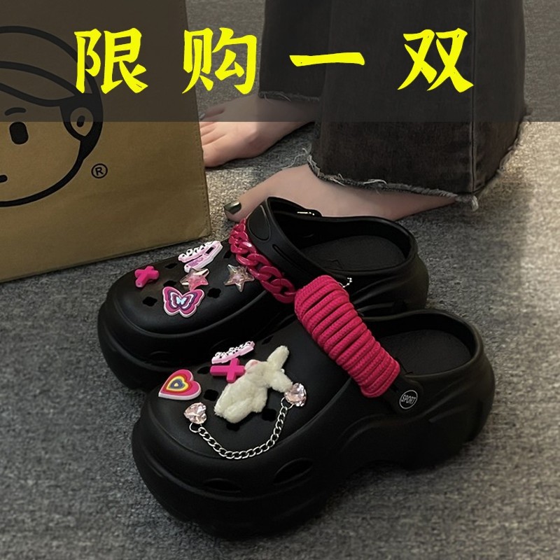 达芙妮沿荐小个子高跟厚底洞洞鞋女夏季外穿ins网红2023爆款超火