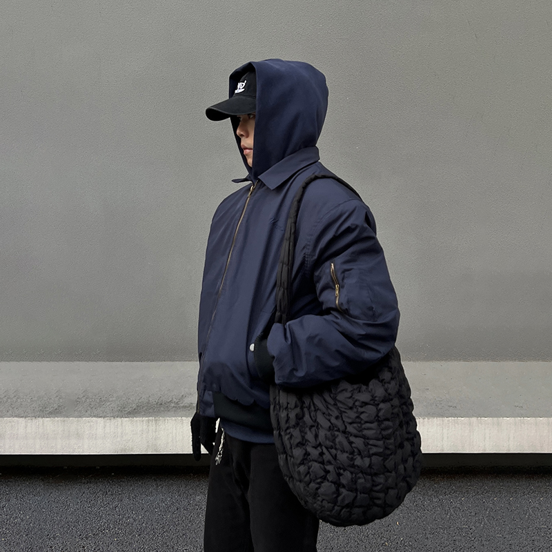 BLAEXIT美式复古翻领蓝色飞行夹克棉服ma1短款cleanfit外套男秋冬