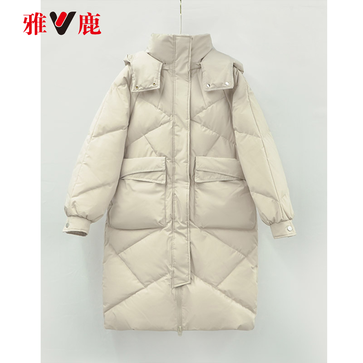 【中国好羽绒】雅鹿中长款羽绒服加厚保暖工装可脱卸帽冬季宽松女士