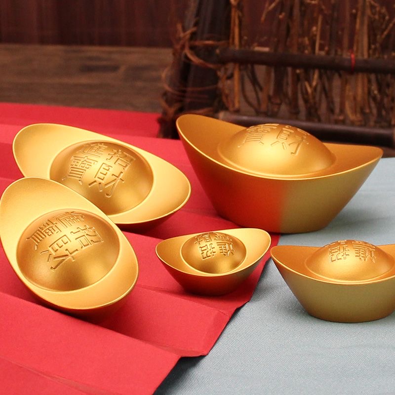 实心沙金仿真元宝桌面摆件金元宝摆件创意饰品手把件办公室装饰品
