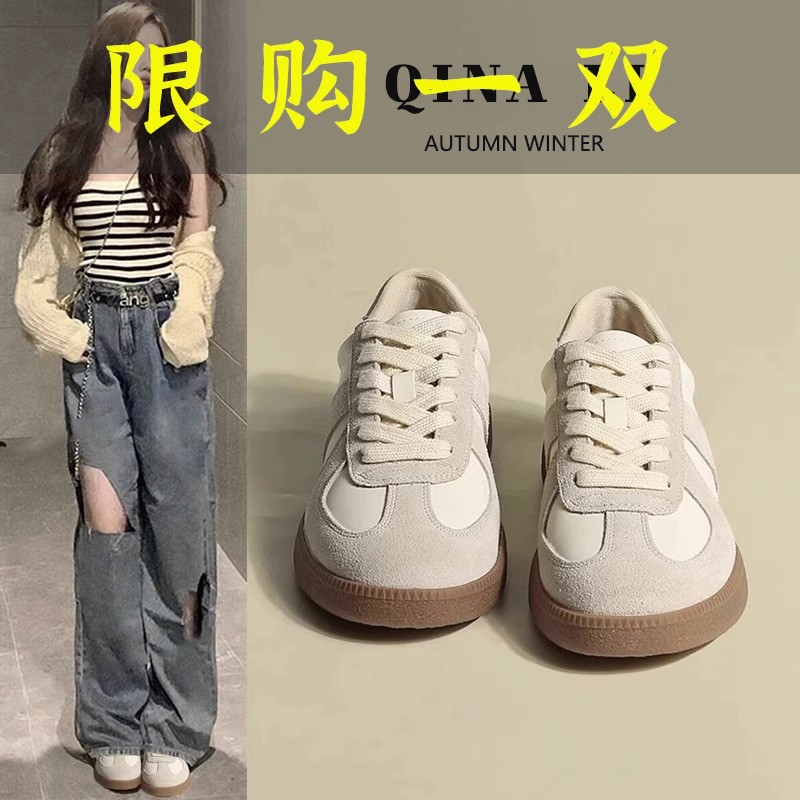 红蜻蜓牌德训鞋女款2023新款春秋平底小白鞋休闲运动鞋冬季保暖