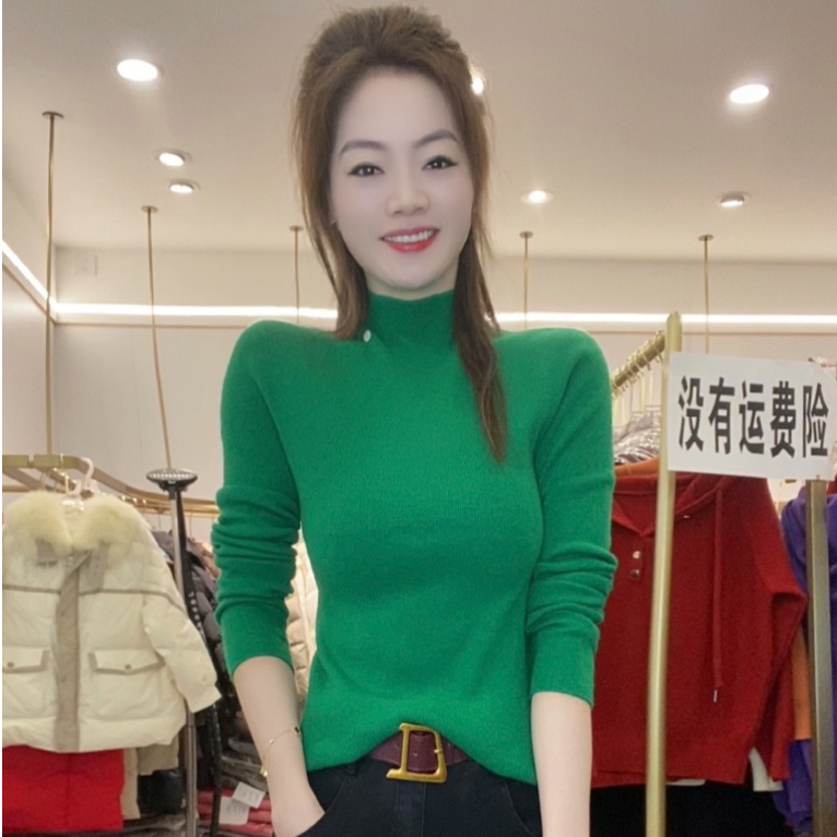 2025新款无缝一体半高领时尚百搭打底上衣