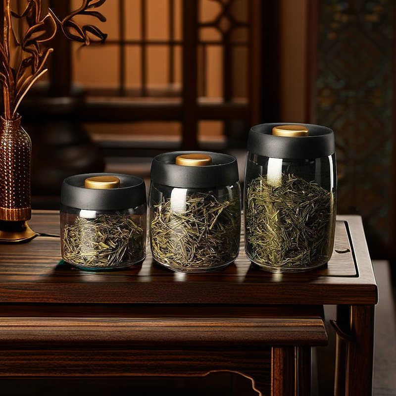 家用密封储物罐透明创意储存罐防潮高档茶叶罐咖啡罐抽真空保存罐