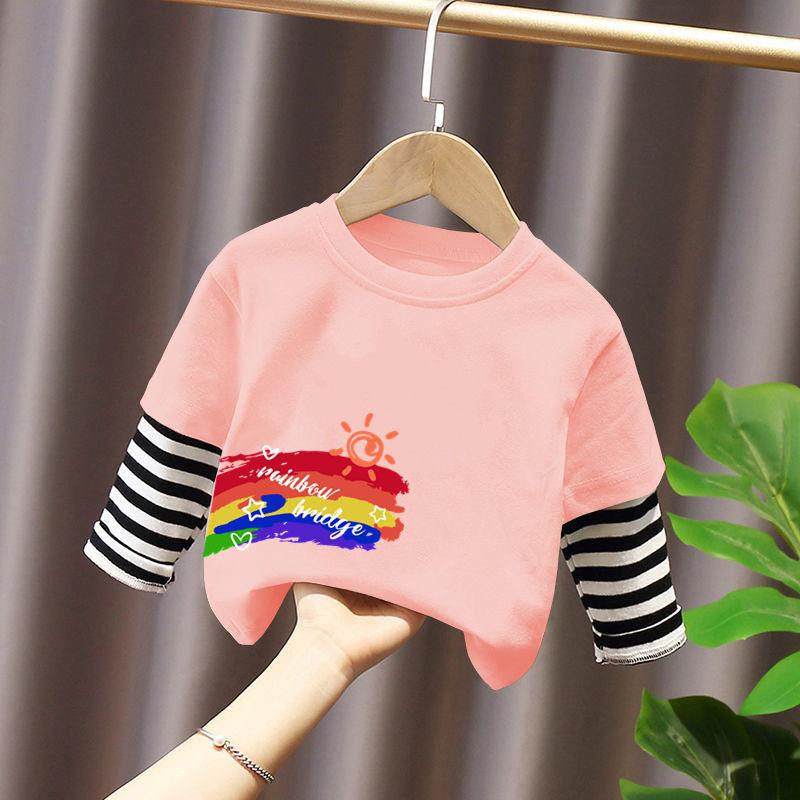 冬上新棉质女童长袖T恤冬季2023新款韩版上衣中小童冬婴儿打底衫