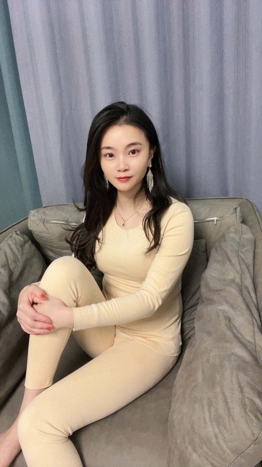 女士新款加绒保暖内衣秋衣秋裤波浪领圆领秋冬套装双面无痕修身