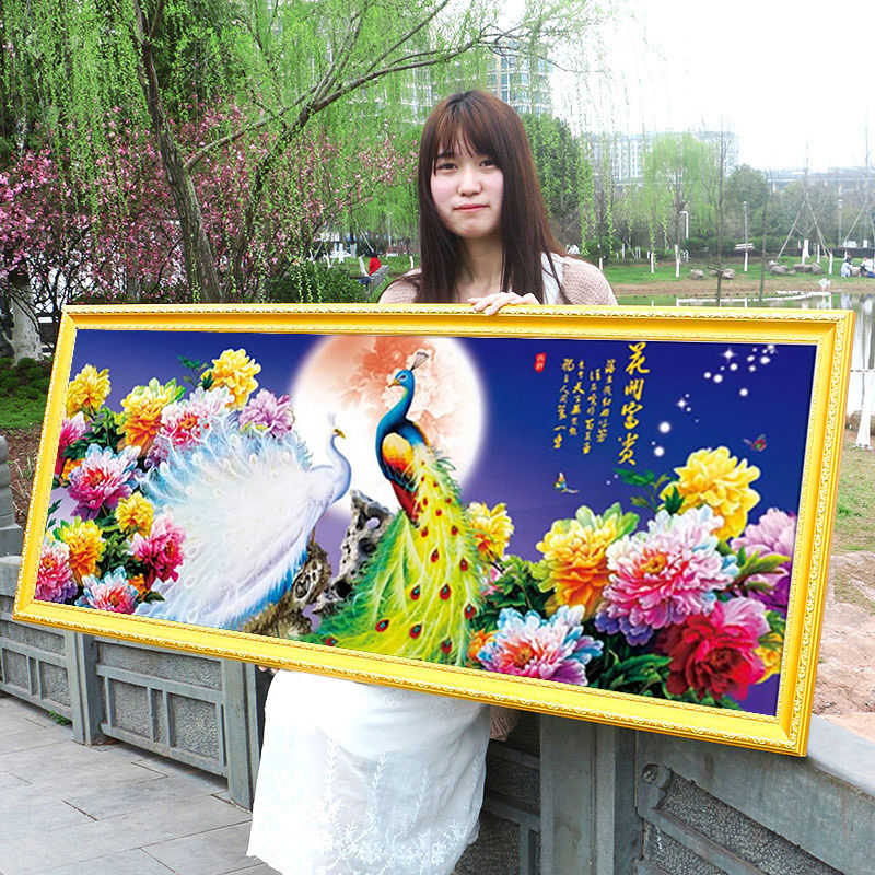 孔雀凤凰2024新款自己刺绣手工绣花十字绣线绣满绣花开富贵牡丹花