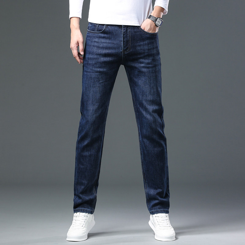 秋冬厚款弹力牛仔裤男士直筒宽松中高腰百搭长裤839
