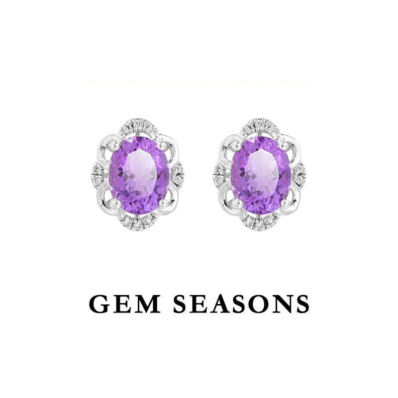 GEM SEASONS天然紫水晶耳钉 祥云设计师款宫廷复古简约时尚百搭