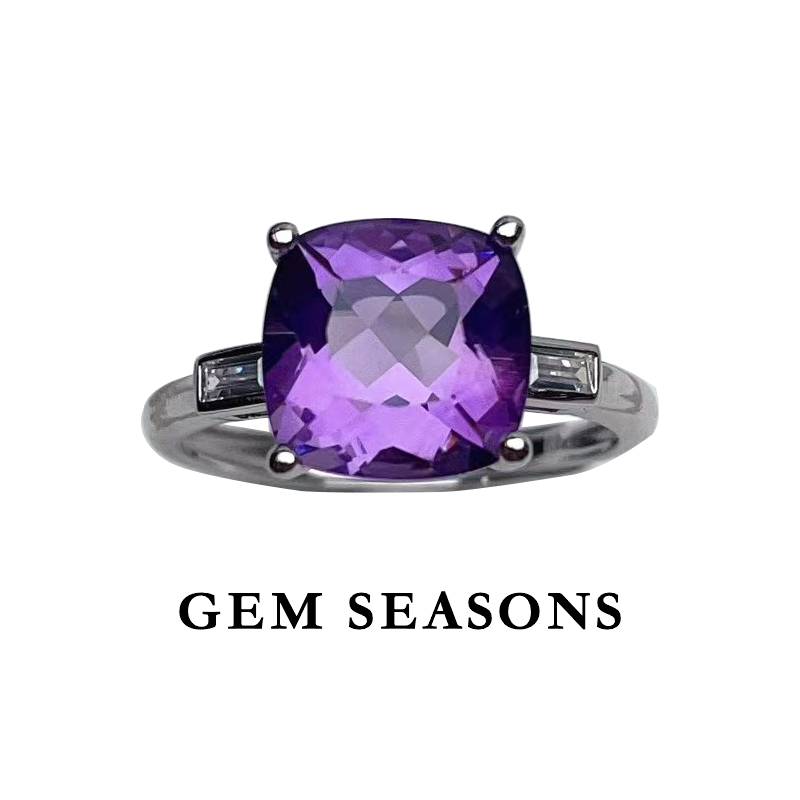 GEM SEASONS天然紫水晶戒指 2.8ct简约时尚紫色宝石戒指环百搭款