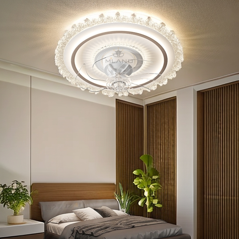 【米兰家】2024秋冬新款/冰雕亚克力360度摇头风扇灯、卧室灯/书房灯