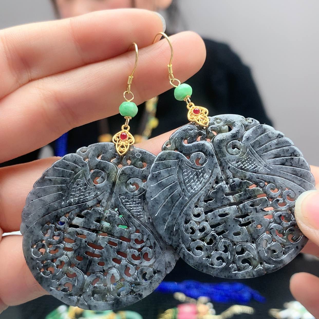 【闪购商品】翡翠耳饰银S925镶嵌
