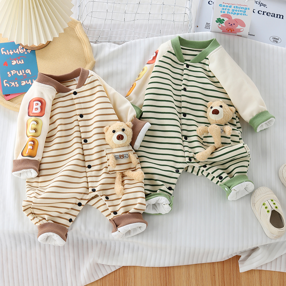 春款男宝宝外出服双层薄款婴幼儿春秋新款女宝宝外穿网红爆款哈衣