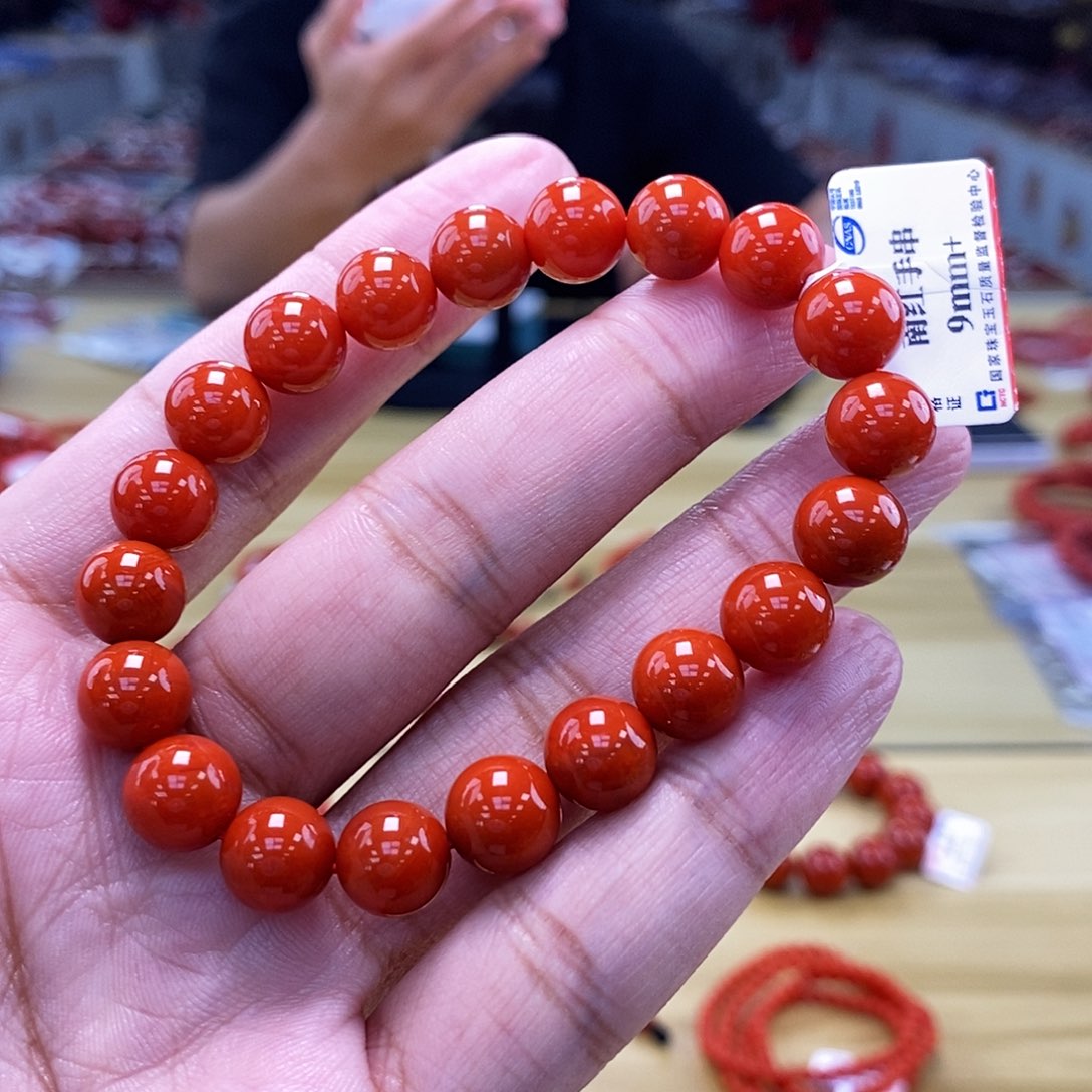 【小刘南红】保山南红精品（云端）圆珠单圈 9mm 多样性发一