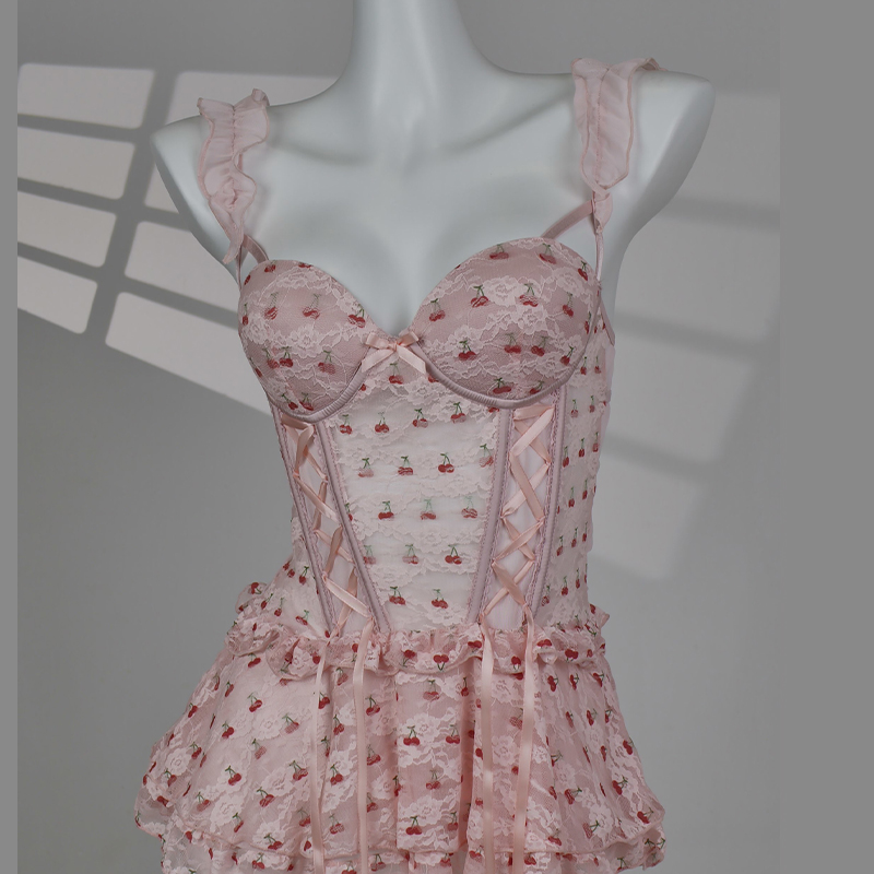 樱桃【80-170斤】大码镂空显瘦可爱吊带新款女士性感睡裙