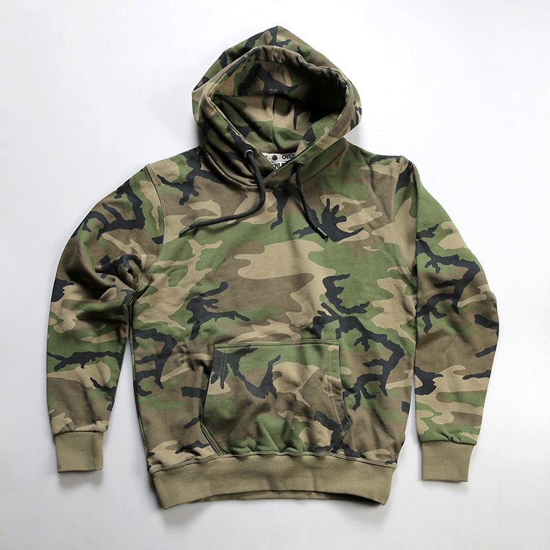 纯棉连帽卫衣男士女士情侣款春秋长袖户外宽松迷彩