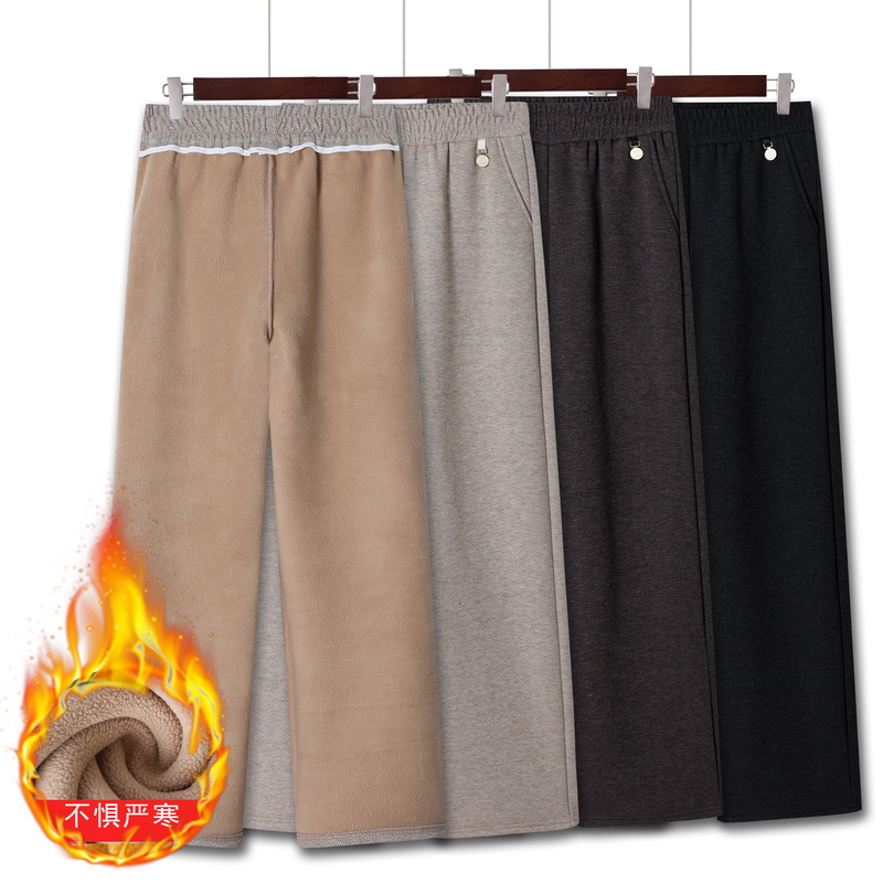 秋冬新款妈妈装直筒裤女中年长裤中老年加绒加厚女士休闲裤子百搭