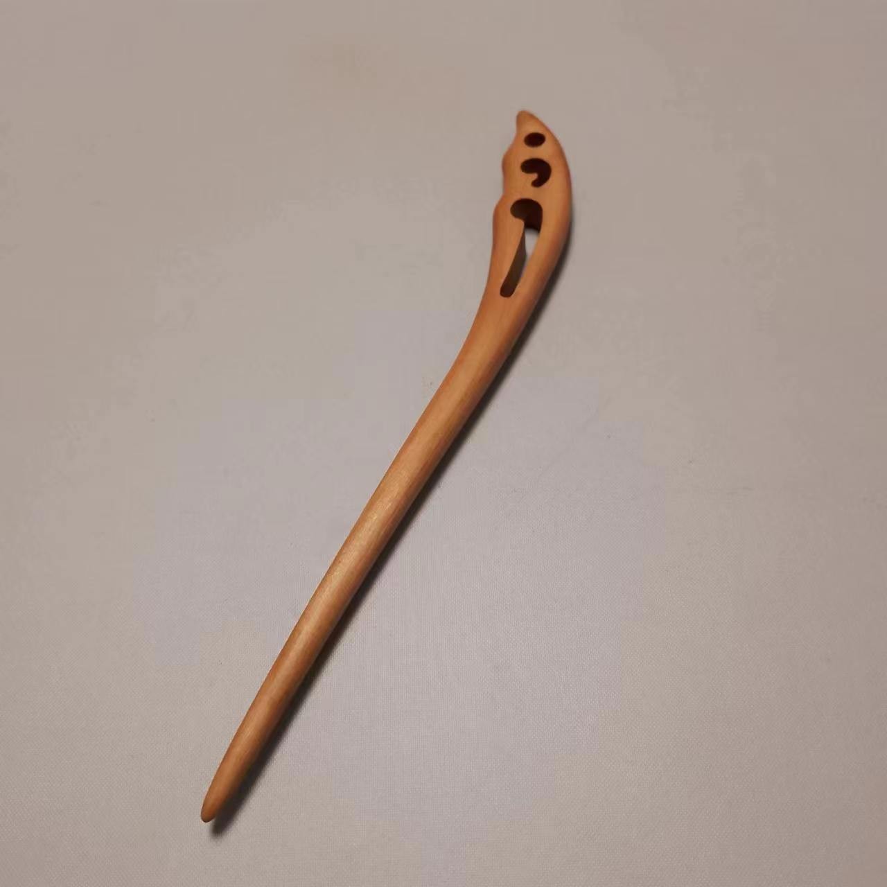 特色手工---原木色国风桃木簪子.原木原色实木雕刻