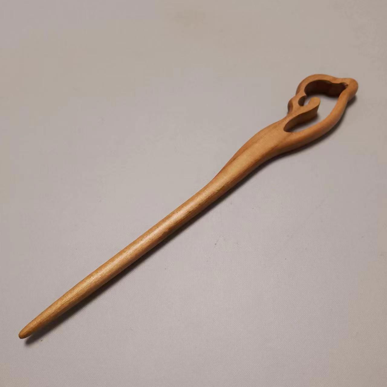 特色手工---原木色桃木簪子.凌云.整木雕刻原木原色