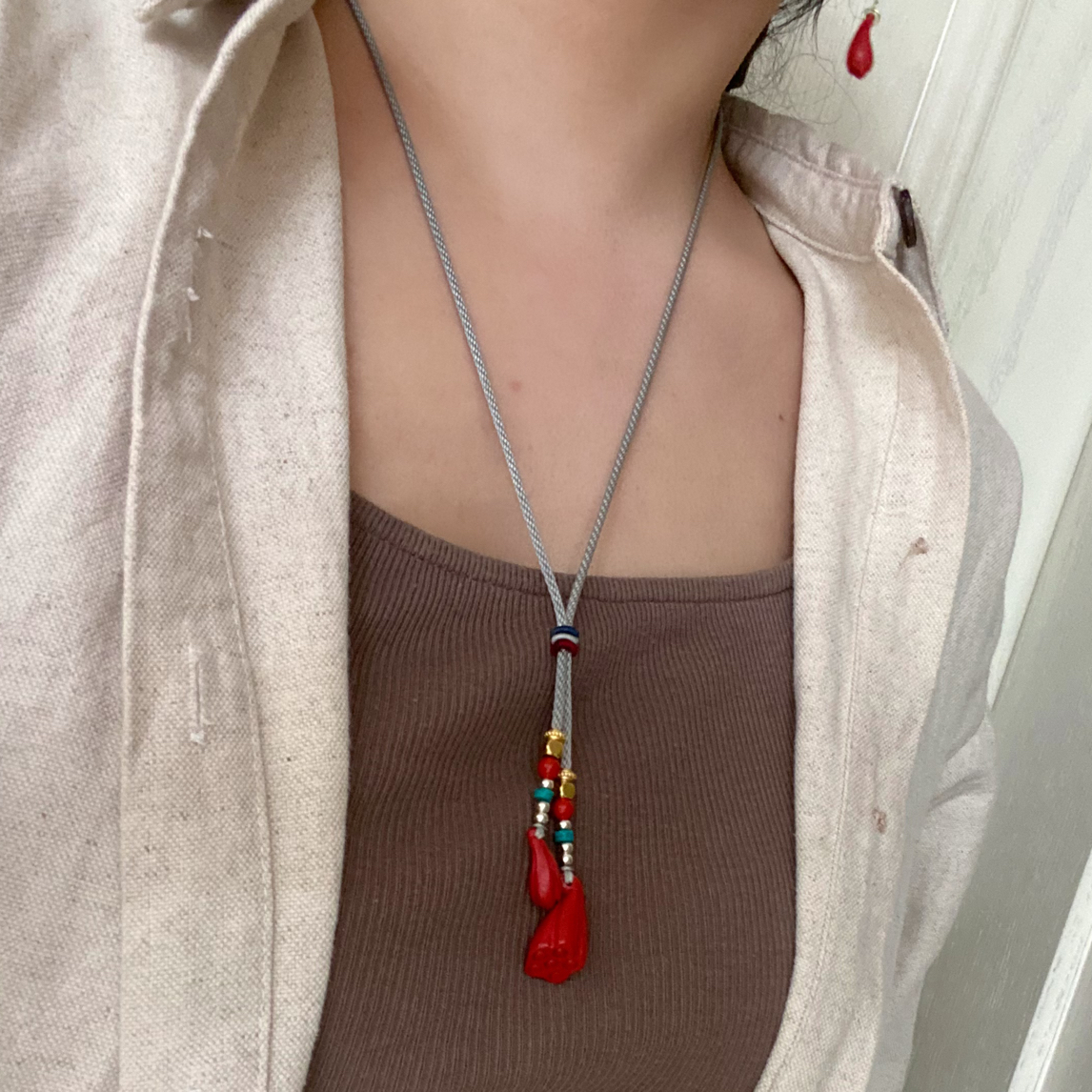 含辰砂工艺品保真高含量朱砂水飞红砂国潮民族风吊坠项链
