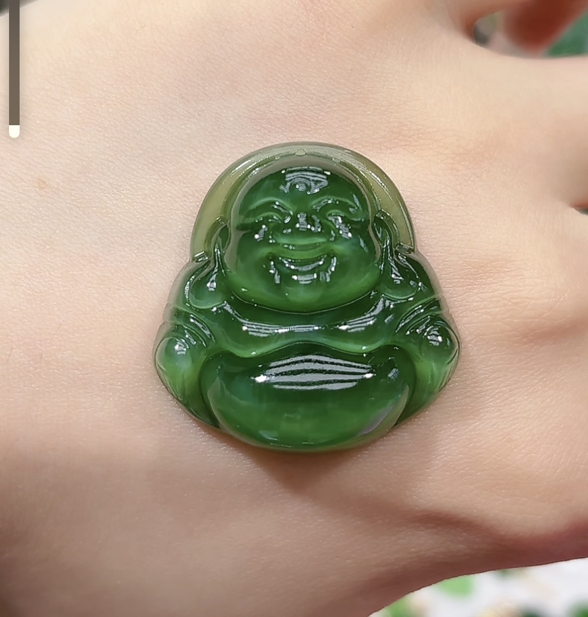 冰绿猫眼佛卡30和田玉碧玉