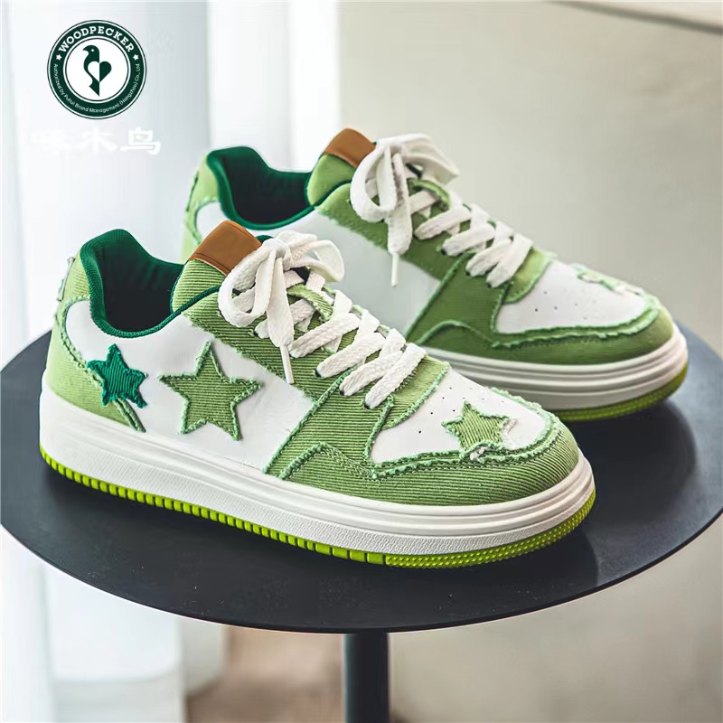 啄木鸟鞋子男款小众百搭韩版休闲潮鞋青少年时尚运动厚底星星板鞋