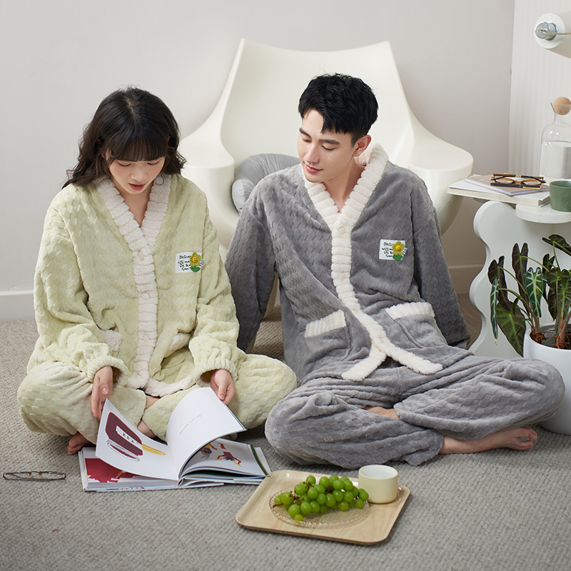 马克公主情侣睡衣女冬季加厚加绒可爱高级珊瑚绒男士可外穿家居服