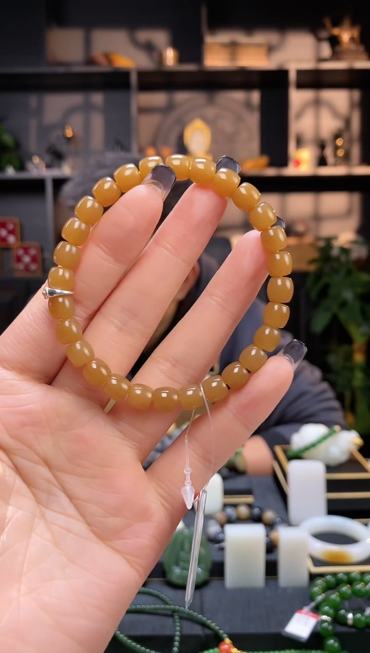 【闪购商品】和田玉-未镶嵌8mm糖色极致弧手串