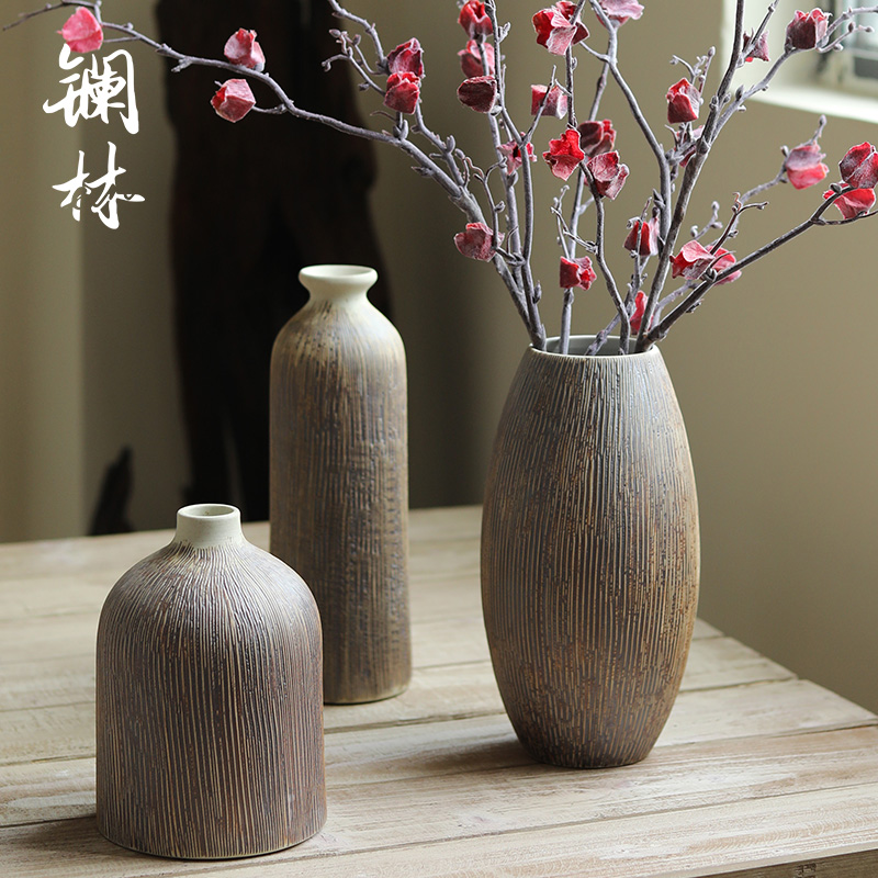 花瓶陶瓷复古式粗陶客厅家居插干花艺手工陶罐民宿装饰