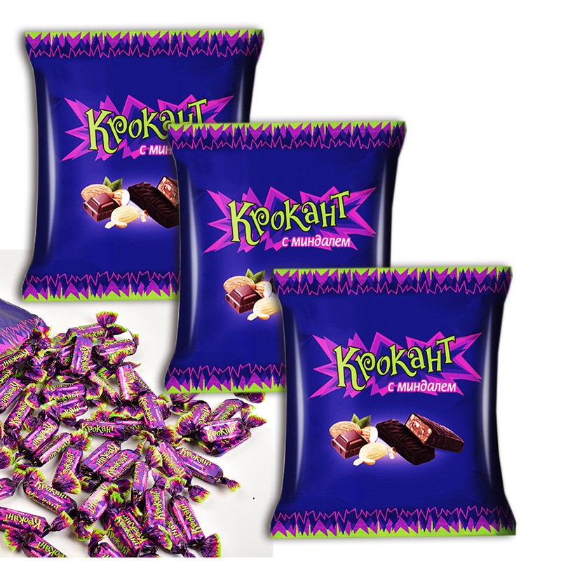 俄罗斯KDV巧克力味夹心紫皮糖500克*3袋