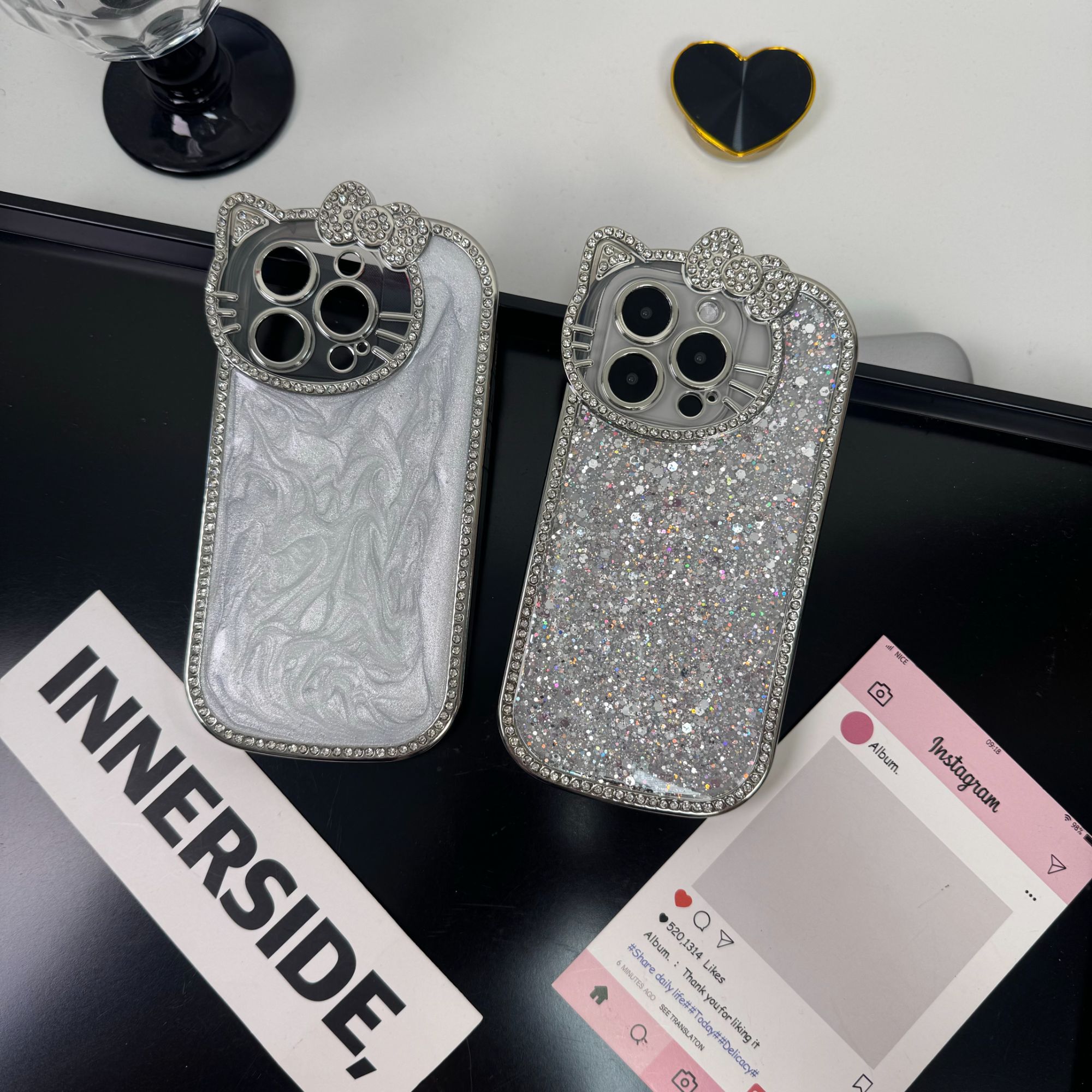 韩系轻奢高级感闪粉hellokitty适用于苹果16promax手机壳iPhone15