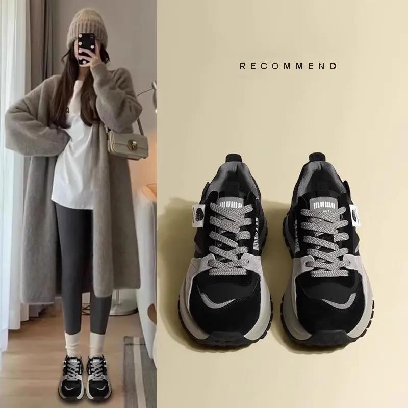 千寻宜华夫阿甘鞋女2023新款鞋子春秋爆款女鞋厚底休闲运动老爹鞋