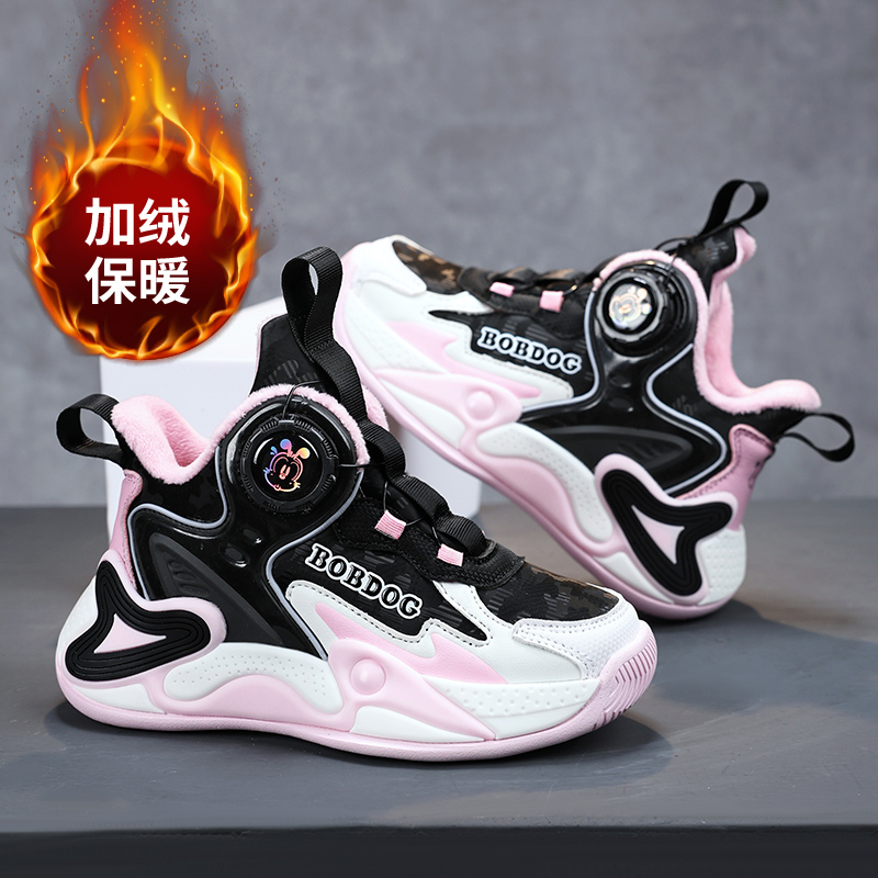 巴布豆女童跑步鞋冬爆款男孩子时尚保暖二棉鞋学生耐磨减震篮球鞋