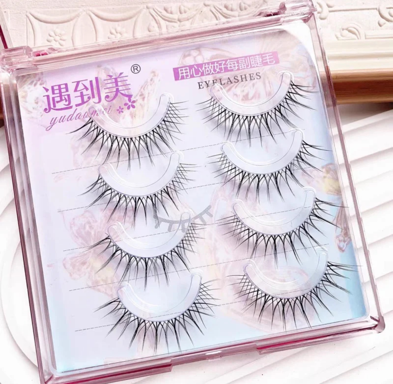 遇到美•飞扬款Yb16整簇假睫毛自然仿真女一片式眼睫毛整条透明