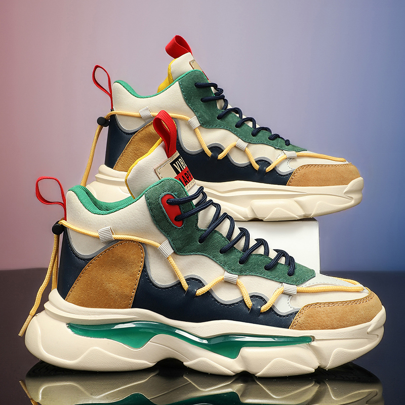 回力新高帮男鞋秋冬季新款2023厚底老爹鞋男士运动休闲户外鞋子男