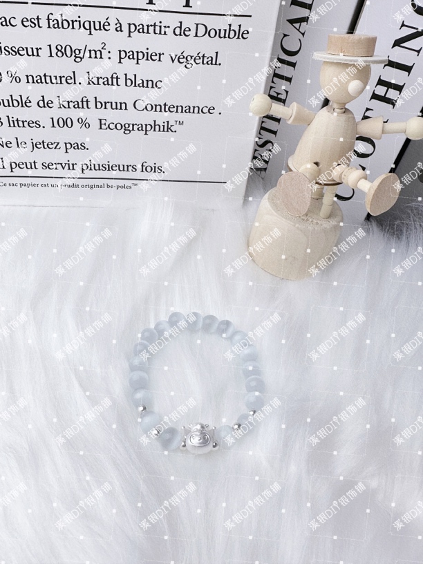 足银手链 足银库洛米手链猫眼珠少女甜美清新ins珠宝首饰百搭