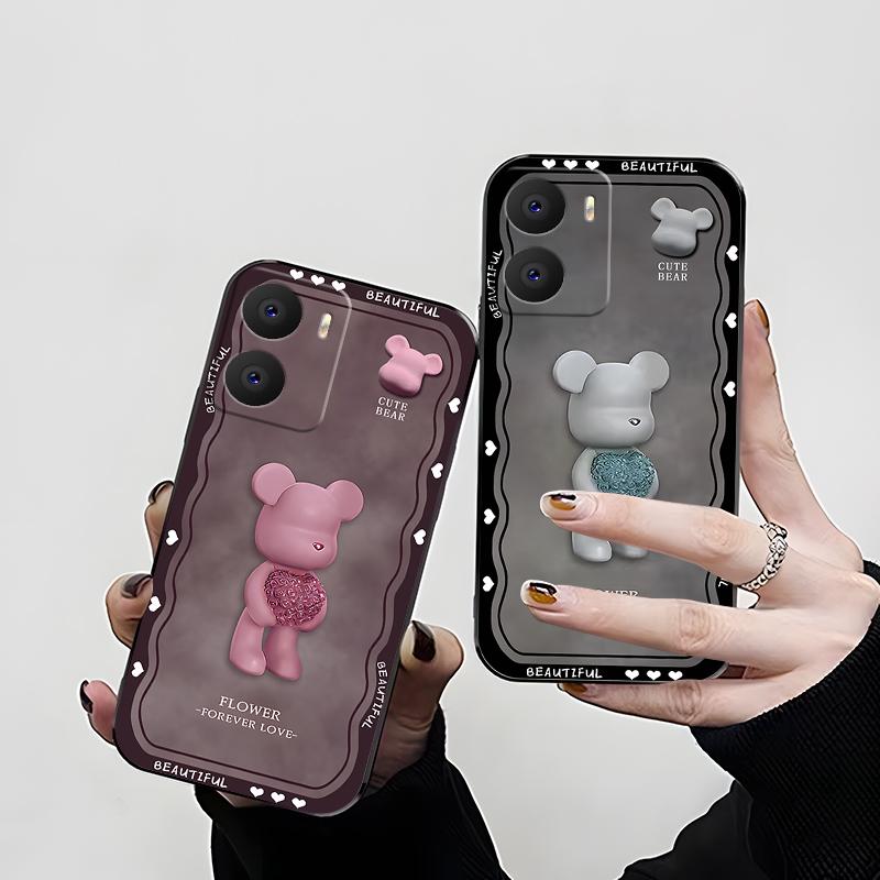 vivoY35手机壳VIVOY35硅胶壳素紫花球熊女款防摔简约创意时尚个性