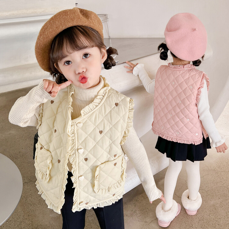 女童马甲2023新款冬装小女孩洋气时髦背心时髦小孩衣服百搭坎肩潮